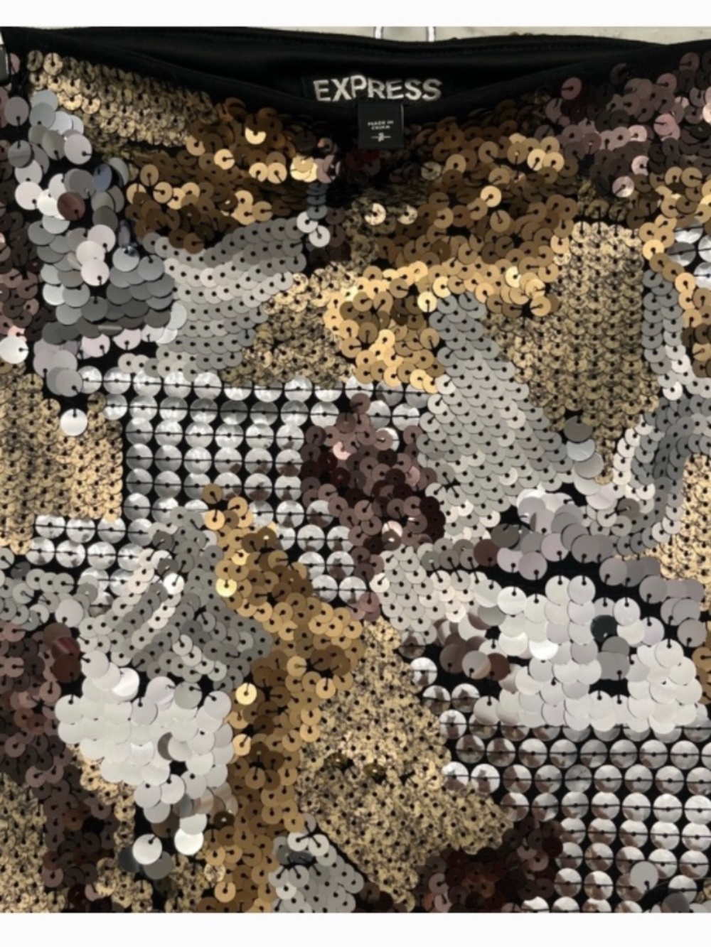 Express Gold & Silver Sequin Mini Skirt